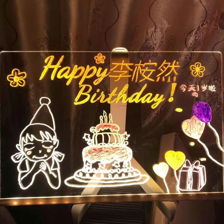 Creative Led Light Night Note Message Board With Pen