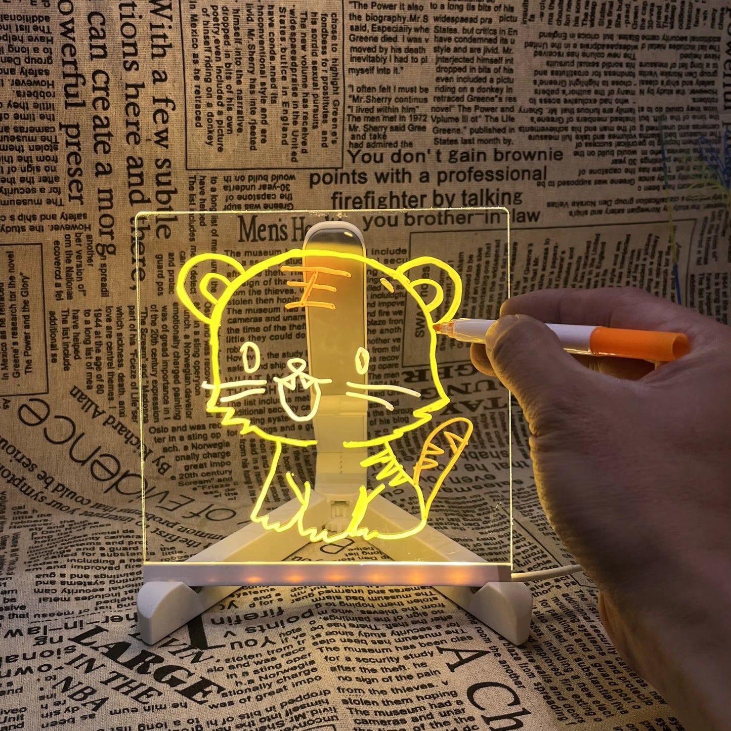 Creative Led Light Night Note Message Board With Pen