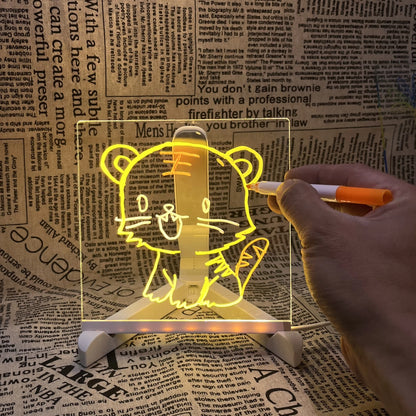 Creative Led Light Night Note Message Board With Pen